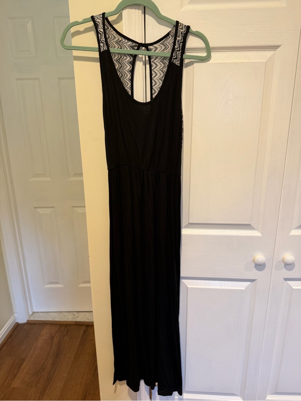 Finn & Clover Black Maxi Dress with Patterned Racerback